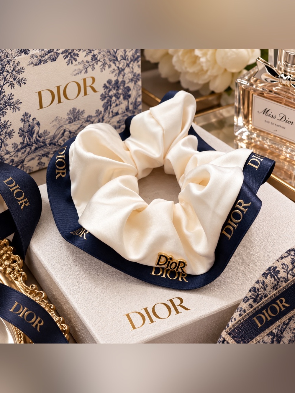 ✨ New 100% Silk Dior Beauty Gift Scrunchie